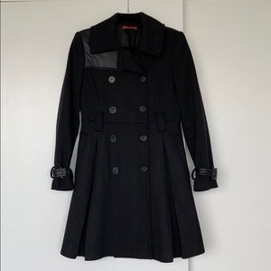 Alice & Olivia Leather Trim Winter Wool Coat